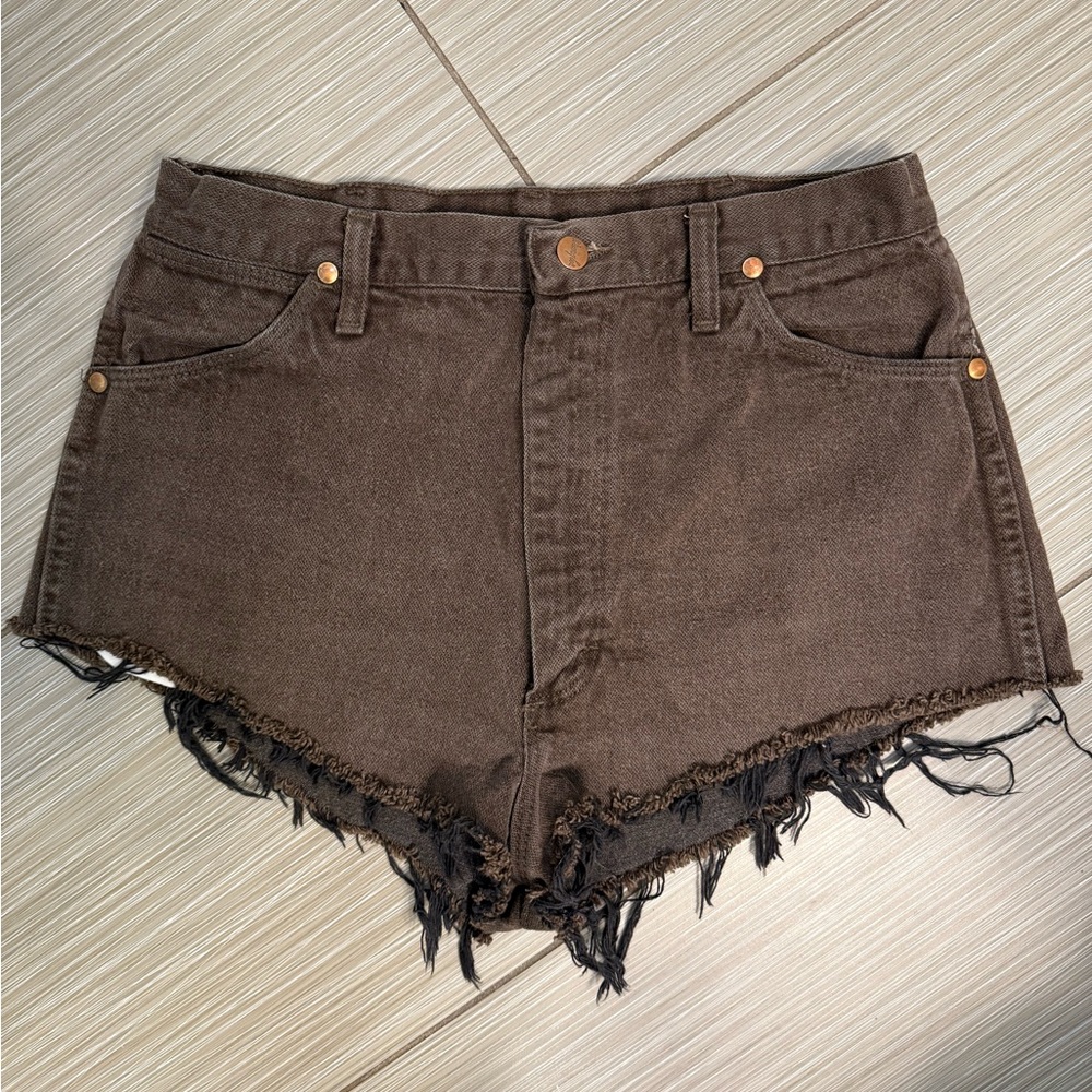 Wrangler Chocolate Frayed Jean Shorts